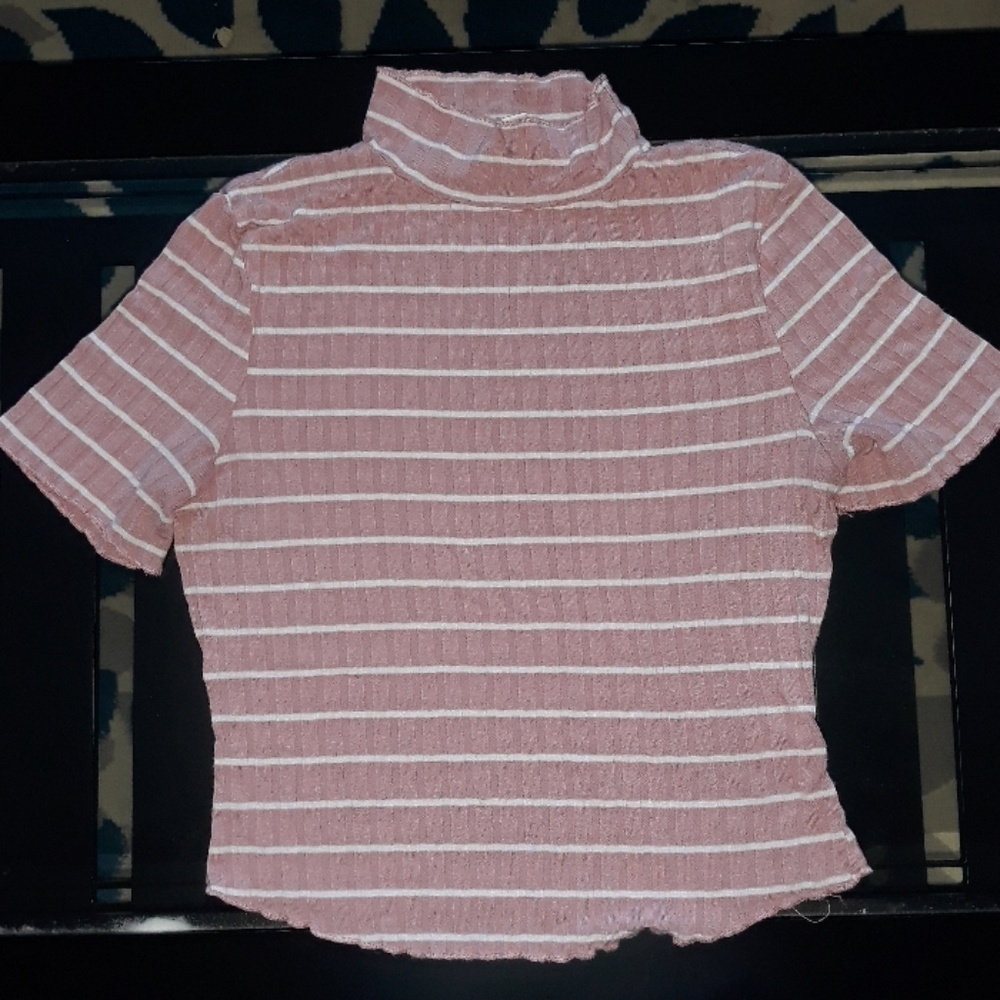 Pink and white striped crop top